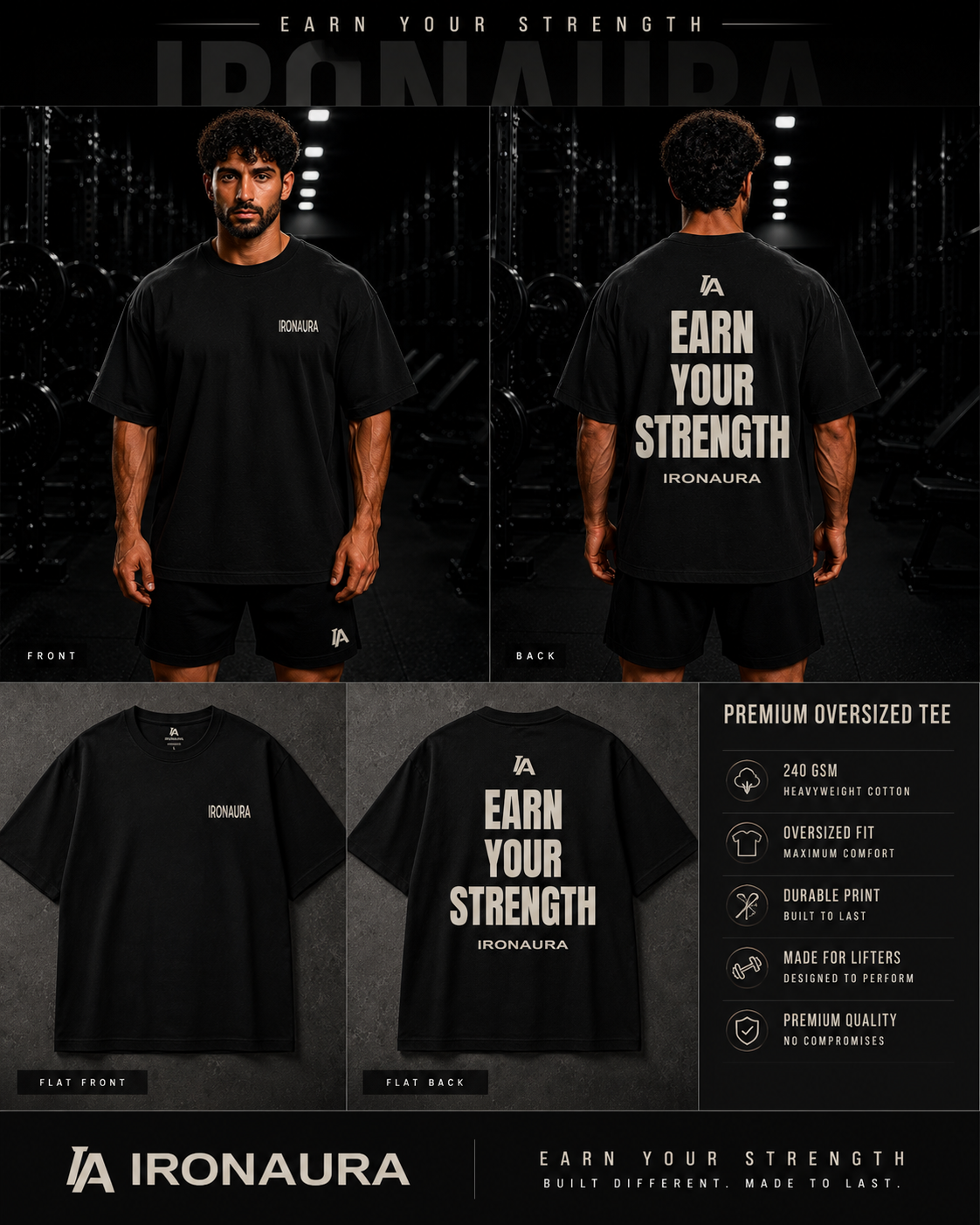 Unisex Oversized Classic T-Shirt EARN YOUR STRENGTH